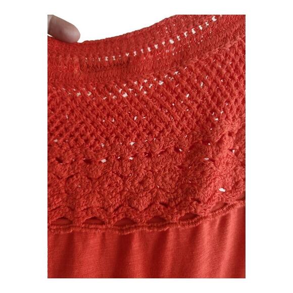 J Jill sz xs boho cotton blend sleeveless crochet top orangish red tank top - Picture 6 of 10